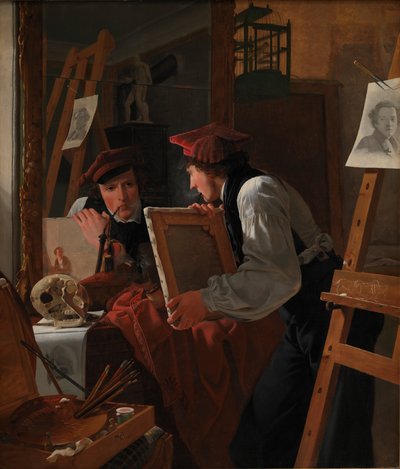 A Young Artist (Ditlev Blunck) Examining a Sketch in a Mirror by Wilhelm Bendz